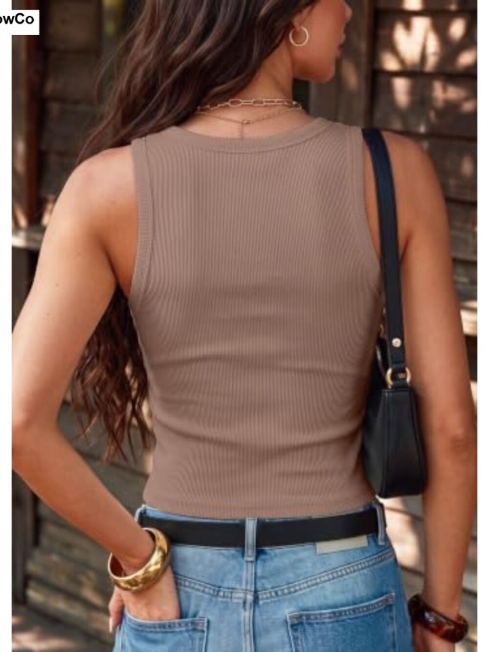 Women's Ribbed Crop Tank Top Scoop Neck Fitted Sleeveless - Picture 4 of 6